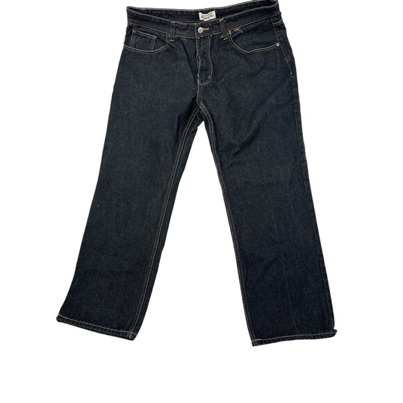 Ablanche‎ Embellish y2k Straight Cut Denim Jeans,Stone Wash Black baggy size 40 - Picture 2 of 11